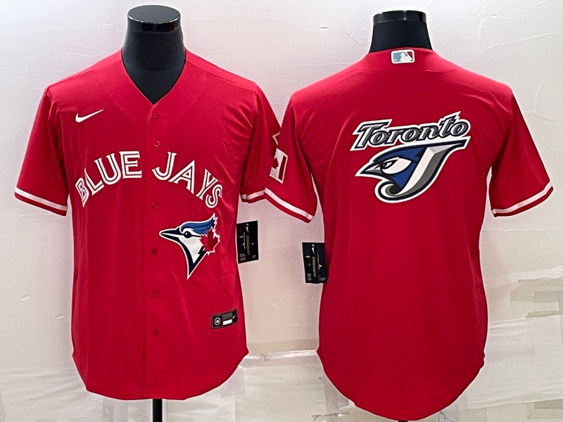 Men's Red Toronto Blue Jays Team Big Logo Cool Base Stitched Baseball Jersey